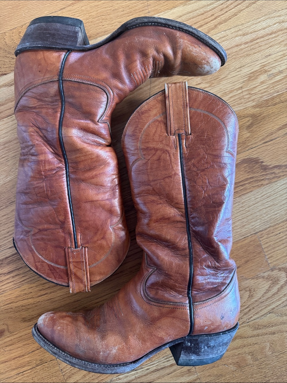 Tony Lama Brown Leather Western Boots - used